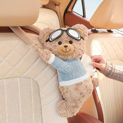 Cute Plush Bear Car Seat Back Tissue Holder