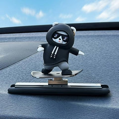 New Car Ornament - Skateboarding Bear Car Decor,Funny Skater Bear Car Interior Decoration Dashboard Ornament.