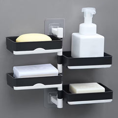 Foldable Soap Dish Holder | Wall-Mounted Soap Box with Strong Suction Cup | Space-Saving Organizer for Bathroom & Kitchen (4 Layer Foldable soap Dish Holder)