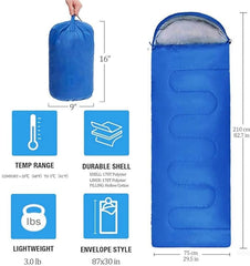 Sleeping Bag 3-4 Seasons Warm Cold Weather Lightweight Portable Waterproof Sleeping Bag with Compression Sack for Adults & Kids - Indoor & Outdoor Camping, Backpacking Hiking